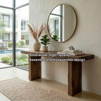 Minimal Solid Wood Console Table with Thick Block Legs – Modern Rustic Entryway Table - view 6 of 7