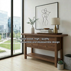 Solid Wood Console Table with 4 Drawers and Shelf – Rustic Entryway Storage Table - view 6 of 7