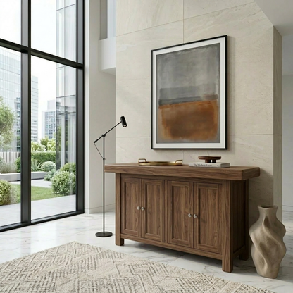 Solid Wood Console Table with Cabinet Doors – Modern Entryway Storage Sideboard - view 3 of 7