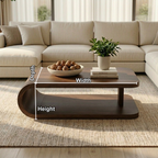 Modern Solid Wood Coffee Table with Curved Base and Storage Shelf for Living Room - view 8 of 10