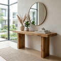 Minimal Solid Wood Console Table with Thick Block Legs – Modern Rustic Entryway Table - view 1 of 7