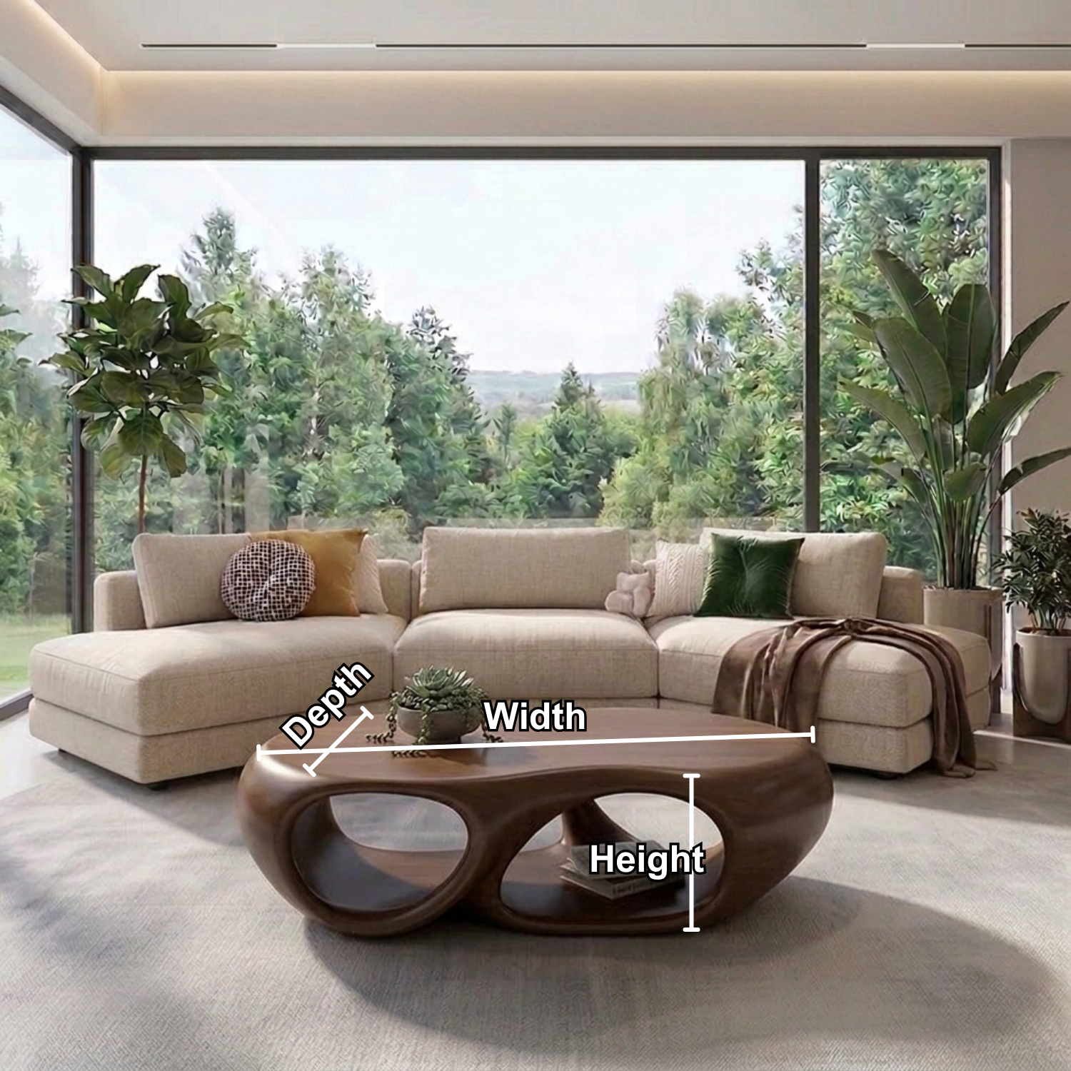 Sculptural Solid Wood Coffee Table – Modern Organic Living Room Center Table - view 6 of 8