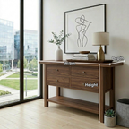 Solid Wood Console Table with 4 Drawers and Shelf – Rustic Entryway Storage Table - view 5 of 7