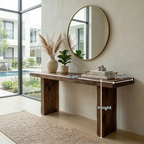 Minimal Solid Wood Console Table with Thick Block Legs – Modern Rustic Entryway Table - view 5 of 7