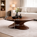 Modern Solid Wood Coffee Table with Sculptural Base – Contemporary Round Coffee Table - view 6 of 8