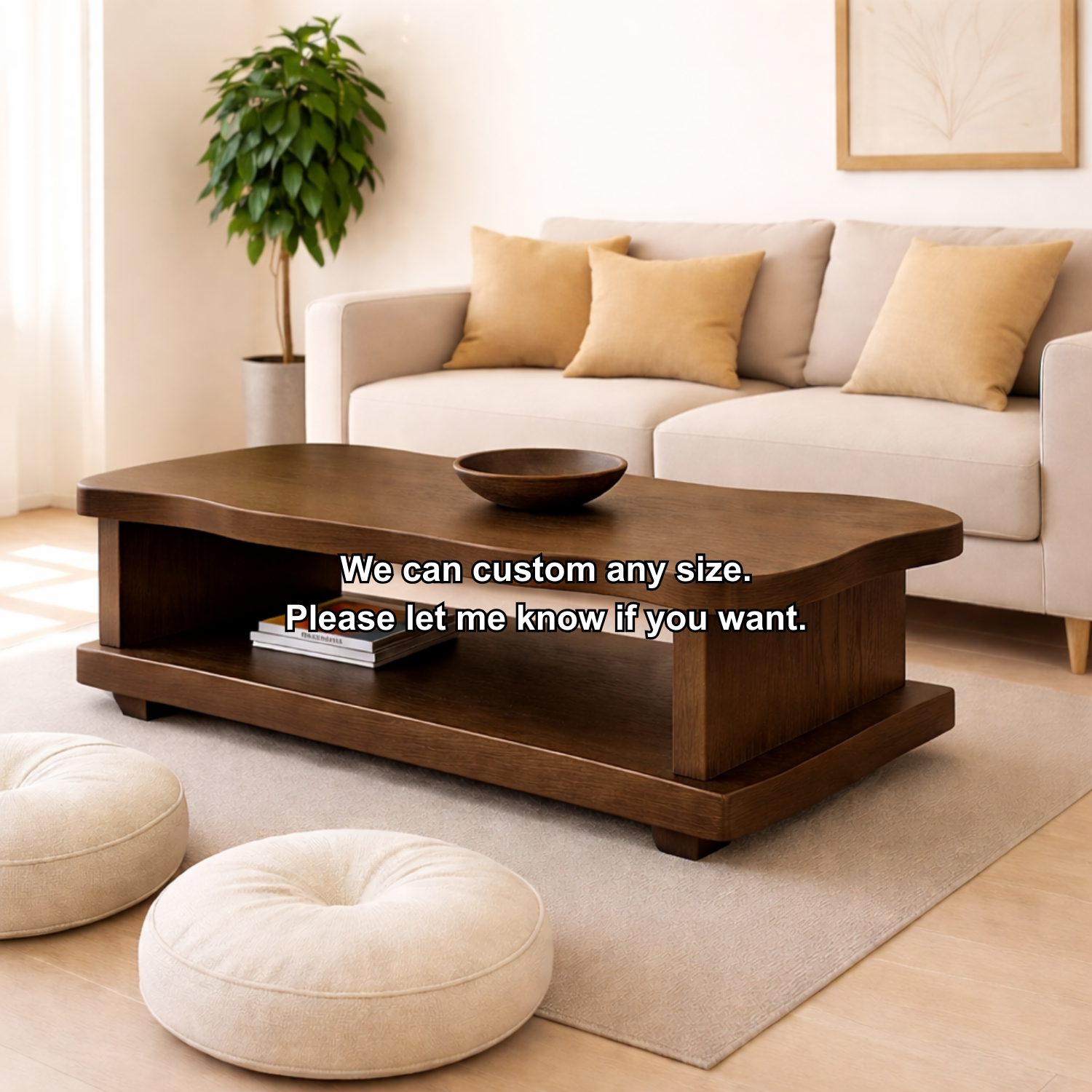 Solid Wood Coffee Table with Open Shelf – Modern Living Room Center Table - view 9 of 9