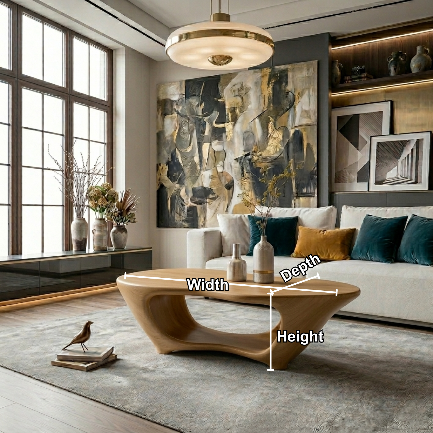 Sculptural Solid Wood Coffee Table – Modern Organic Living Room Center Table - view 6 of 8