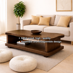 Solid Wood Coffee Table with Open Shelf – Modern Living Room Center Table - view 8 of 9