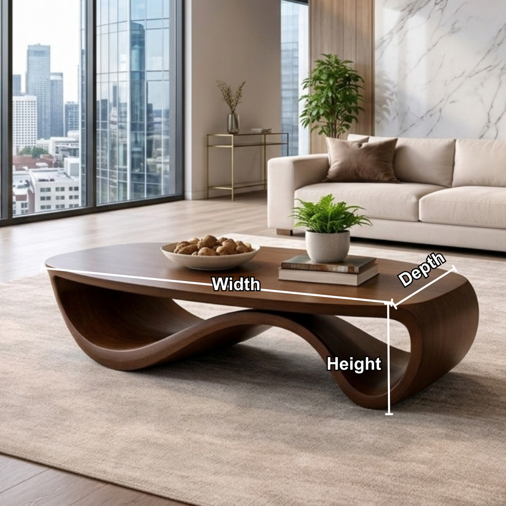 Sculptural Solid Wood Coffee Table – Modern Organic Living Room Center Table - view 6 of 8