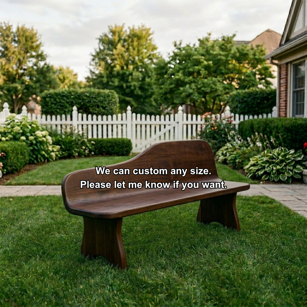 Solid Wood Outdoor Bench with Curved Backrest Sculptural Garden Patio Seating - view 7 of 7