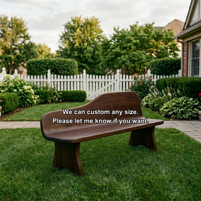 Solid Wood Outdoor Bench with Curved Backrest Sculptural Garden Patio Seating - view 7 of 7