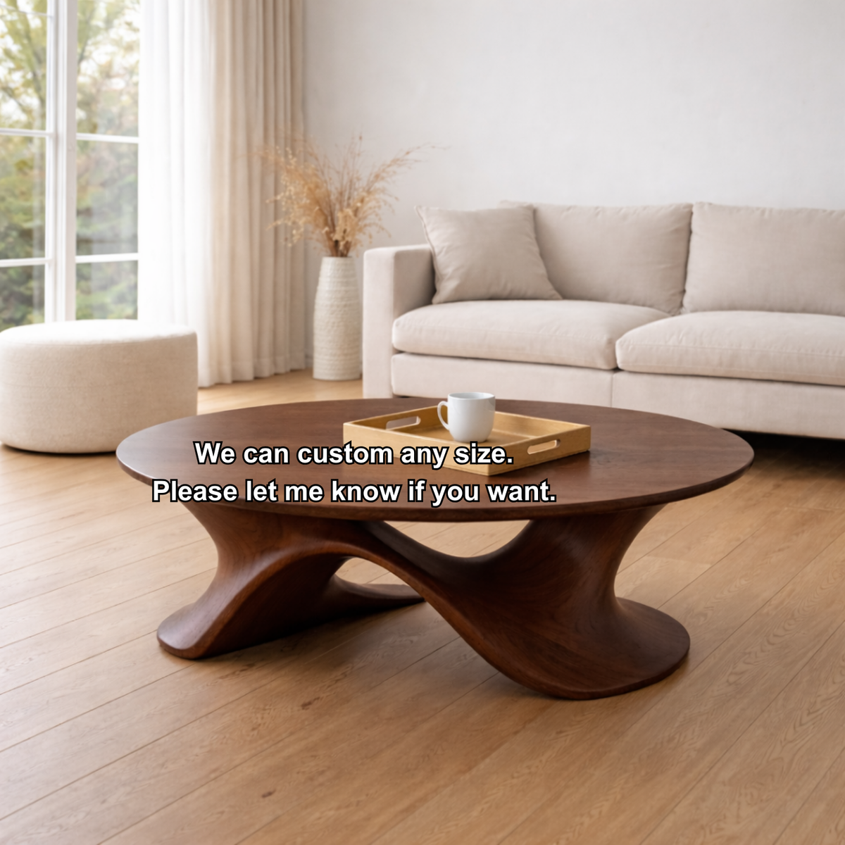 Sculptural Solid Wood Coffee Table – Modern Twisted Design Living Room Centerpiece - view 8 of 8