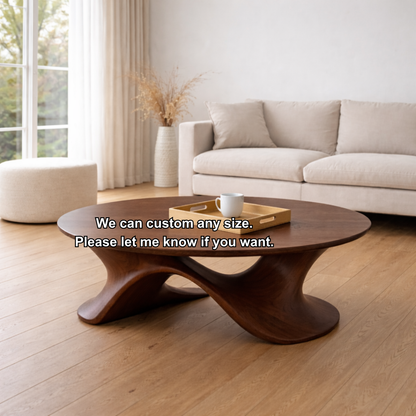Sculptural Solid Wood Coffee Table – Modern Twisted Design Living Room Centerpiece - view 8 of 8