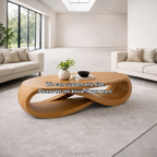 Solid Wood Oval Coffee Table with Sculptural Base – Modern Designer Living Room Table - view 9 of 9