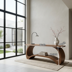 Sculptural Solid Wood Console Table with Curved Base – Modern Statement Entryway Table - view 5 of 7