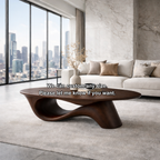 Organic Solid Wood Coffee Table with Sculpted Base – Modern Designer Living Room Table - view 8 of 8