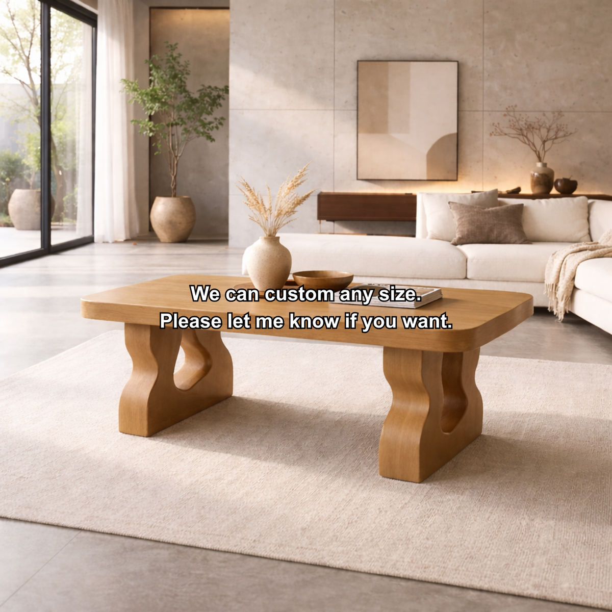 Solid Wood Coffee Table with Sculptural Legs – Modern Living Room Center Table - view 7 of 7