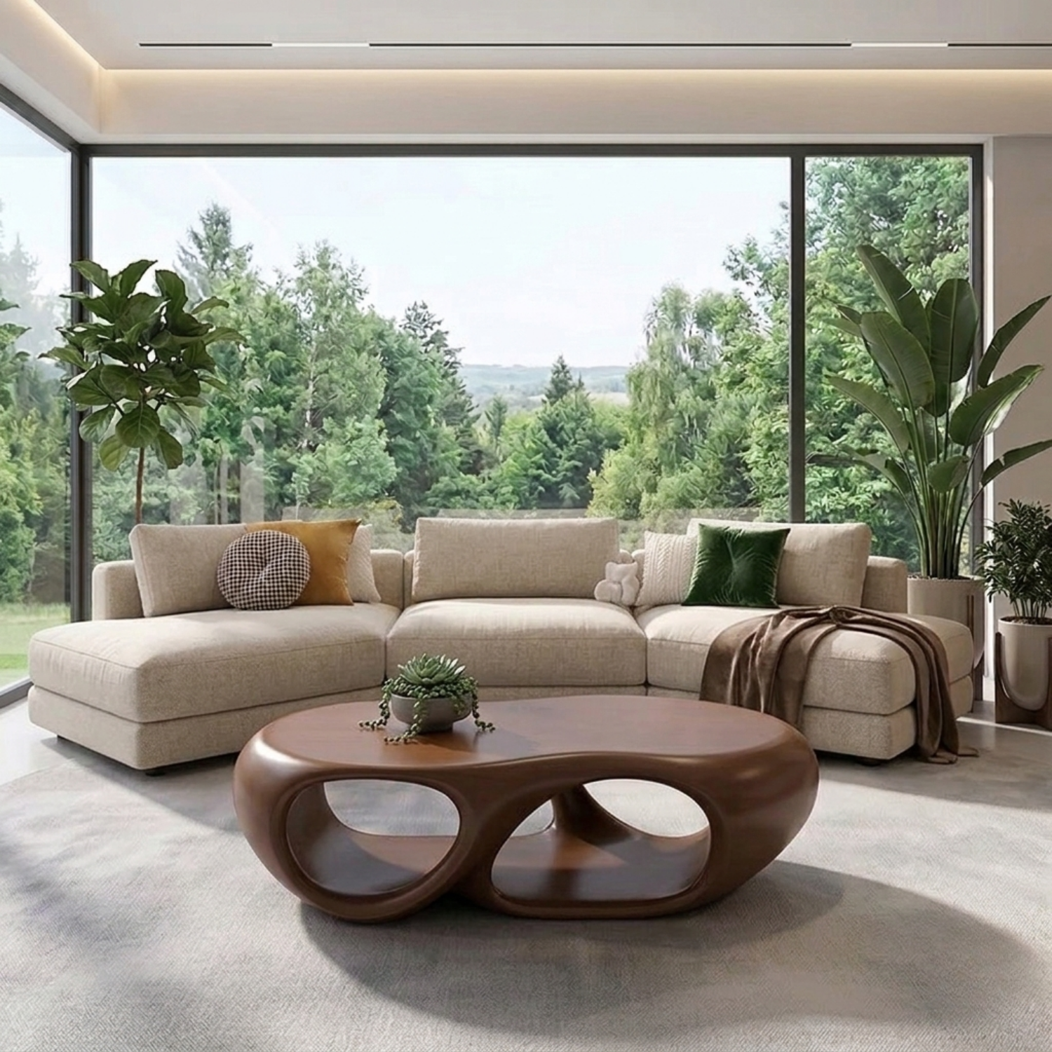 Sculptural Solid Wood Coffee Table – Modern Organic Living Room Center Table - view 1 of 8