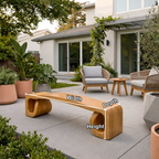 Solid Wood Outdoor Bench with Sculpted Wave Seat and Hollow Base Design - view 5 of 7