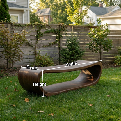 Solid Wood Outdoor Bench Curved Hollow Design with Sculptural Loop Base - view 6 of 8