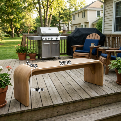 Solid Wood Outdoor Bench with Curved Waterfall Design and Minimalist Profile - view 5 of 7