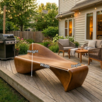 Solid Wood Outdoor Bench Sculptural Lounge Style with Ergonomic Curved Seat - view 5 of 7