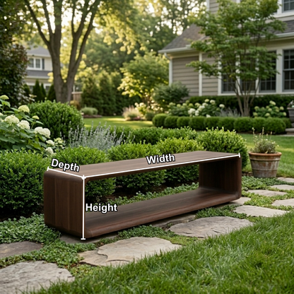 Solid Wood Outdoor Bench with Open Shelf Base and Rounded Waterfall Frame - view 6 of 8