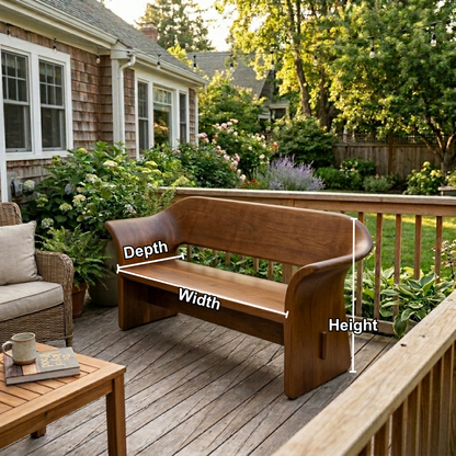 Solid Wood Outdoor Bench with Curved Wraparound Backrest Patio Garden Seating - view 5 of 7