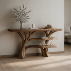 Handcrafted Solid Wood Tree Console Table with Multi-Tier Organic Design for Modern Interiors - view 1 of 5