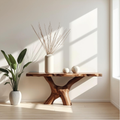 Handcrafted Solid Wood Console Table with Sculptural Organic Base and Natural Live Edge - view 1 of 5