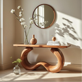 Handcrafted Solid Wood Console Table with Artistic Curved Base and Modern Minimalist Design - view 1 of 5