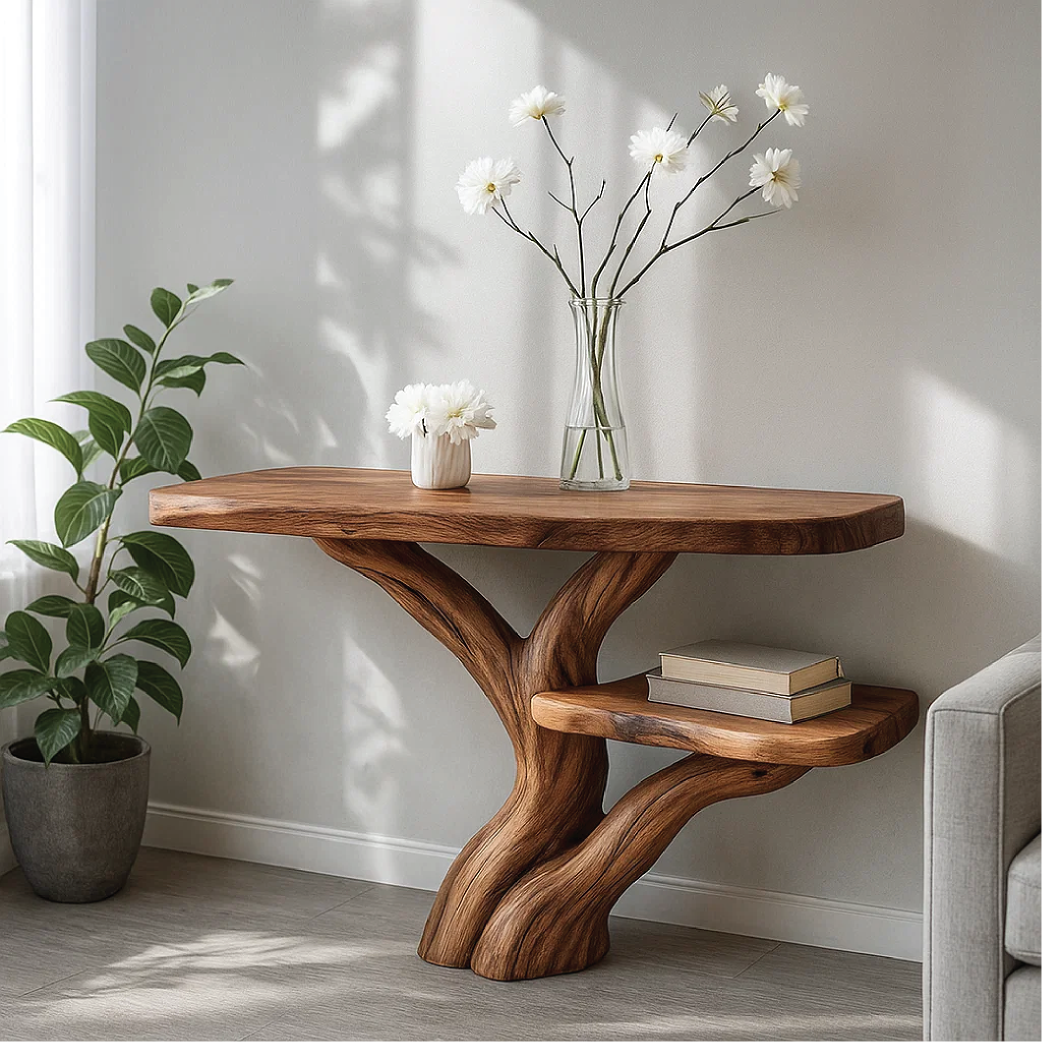 Handcrafted Solid Wood Tree Console Table with Organic Branch Design for Modern Natural Spaces - view 1 of 5