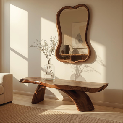 Handcrafted Solid Wood Entryway Bench with Curved Live Edge Design for Modern Natural Interiors - view 1 of 5