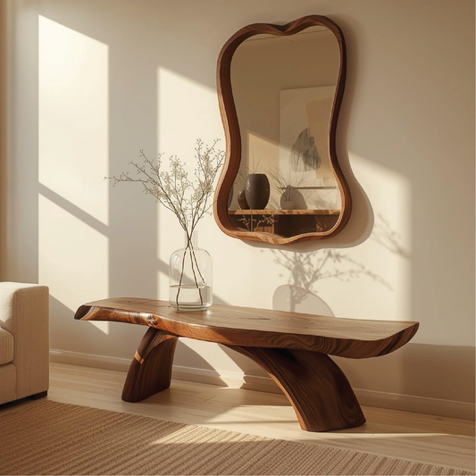 Handcrafted Solid Wood Entryway Bench with Curved Live Edge Design for Modern Natural Interiors - view 1 of 5
