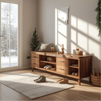 Handcrafted Solid Wood Entryway Bench with Storage Drawers and Live Edge Rustic Design - view 1 of 5