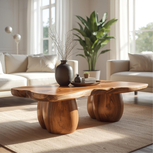 Handcrafted Solid Wood Coffee Table with Organic Curved Legs and Natural Live Edge Design - view 1 of 5