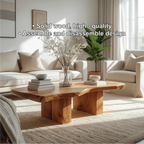 Handcrafted Solid Wood Coffee Table with Live Edge Design and Minimalist Block Base - view 3 of 5