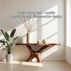 Handcrafted Solid Wood Console Table with Sculptural Organic Base and Natural Live Edge - view 3 of 5
