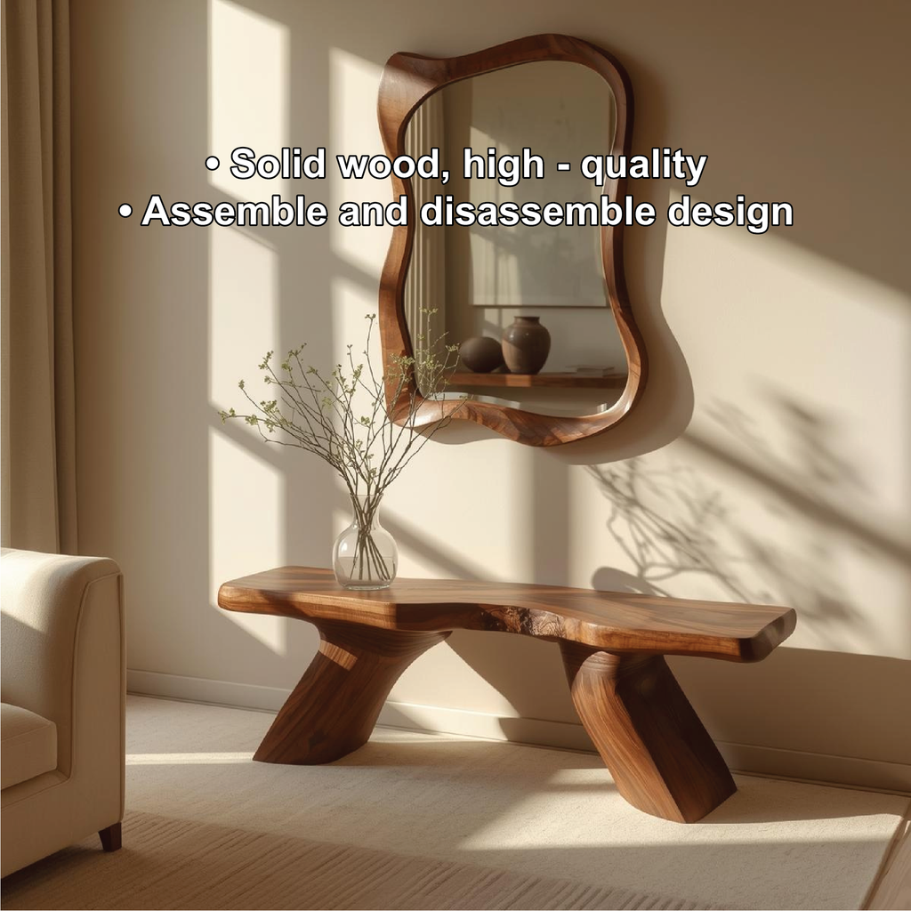 Solid Wood Entryway Bench with Sculptural Legs, Handmade Modern Hallway Seat - view 4 of 7