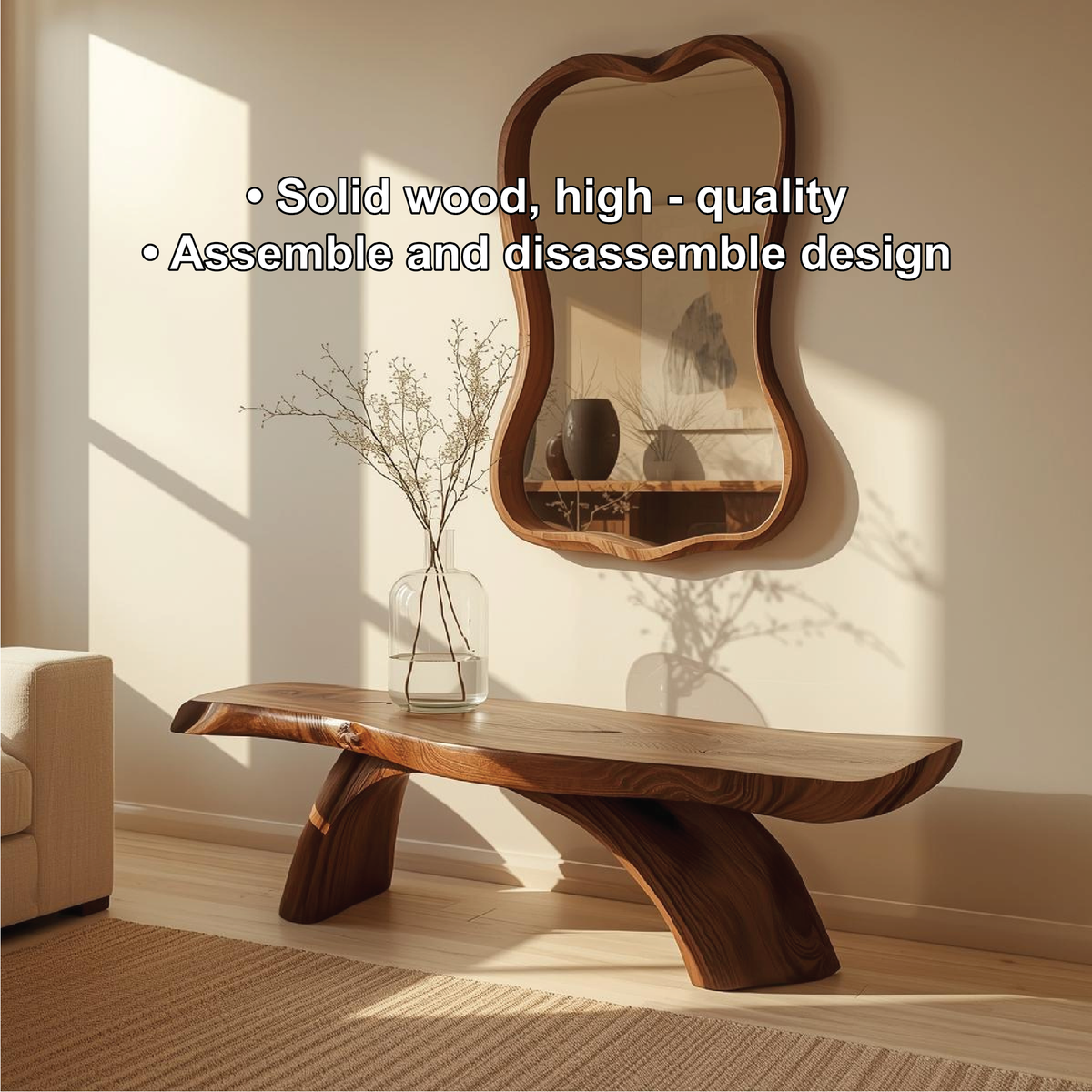 Handcrafted Solid Wood Entryway Bench with Curved Live Edge Design for Modern Natural Interiors - view 3 of 5