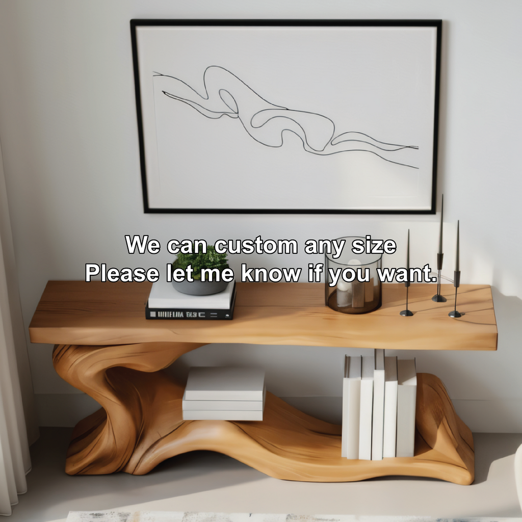 Handcrafted Solid Wood Console Table with Sculptural Organic Base and Modern Minimalist Design - view 3 of 8