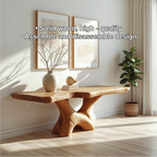 Handcrafted Solid Wood Console Table with Sculptural Base and Natural Grain Live Edge Design - view 3 of 5