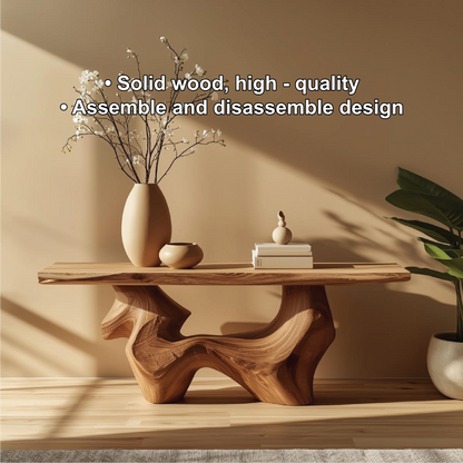 Handcrafted Solid Wood Console Table with Organic Curved Base and Natural Live Edge Design - view 3 of 5