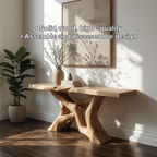 Handcrafted Solid Wood Console Table with Artistic Twisted Base and Natural Light Finish Design - view 3 of 5