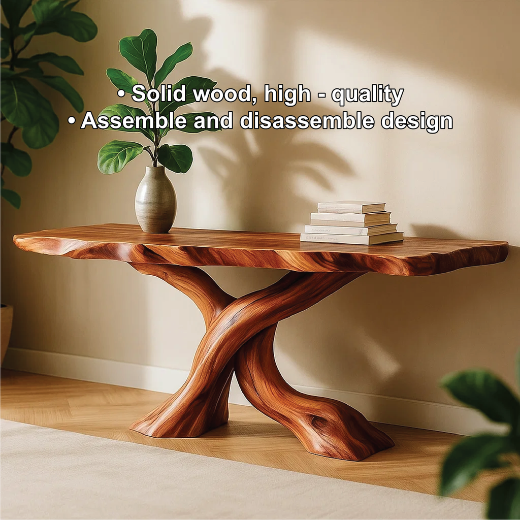 Handcrafted Solid Wood Tree Console Table with Twisted Base Design for Natural Modern Interiors - view 3 of 5