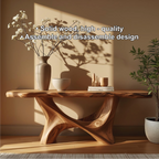 Handcrafted Solid Wood Console Table with Sculptural Organic Base and Live Edge Natural Finish - view 3 of 5