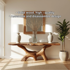 Handcrafted Solid Wood Console Table with Natural Live Edge and Organic Sculptural Base - view 3 of 5