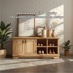 Handcrafted Solid Wood Entryway Bench with Storage Cabinets and Open Shelves for Modern Homes - view 3 of 5