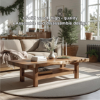 Handcrafted Solid Wood Coffee Table with Live Edge Design and Lower Shelf for Modern Homes - view 3 of 5