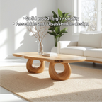 Handcrafted Solid Wood Coffee Table with Artistic Circular Base and Natural Smooth Finish - view 3 of 5